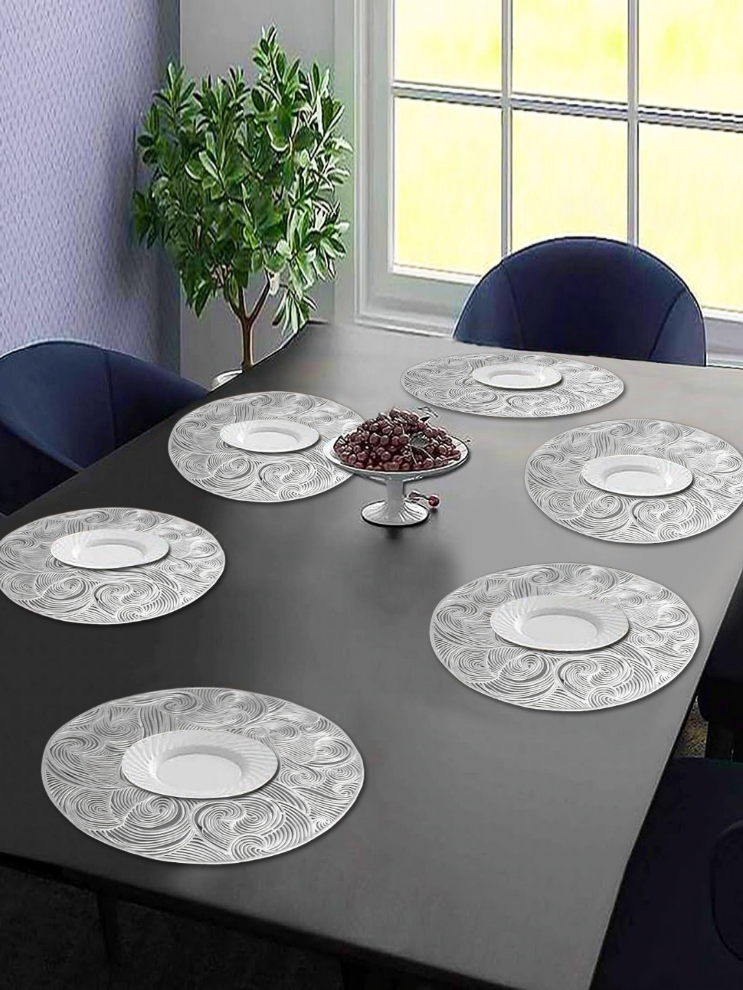 

LooMantha 6Pcs Geometric Table Placemats, Silver