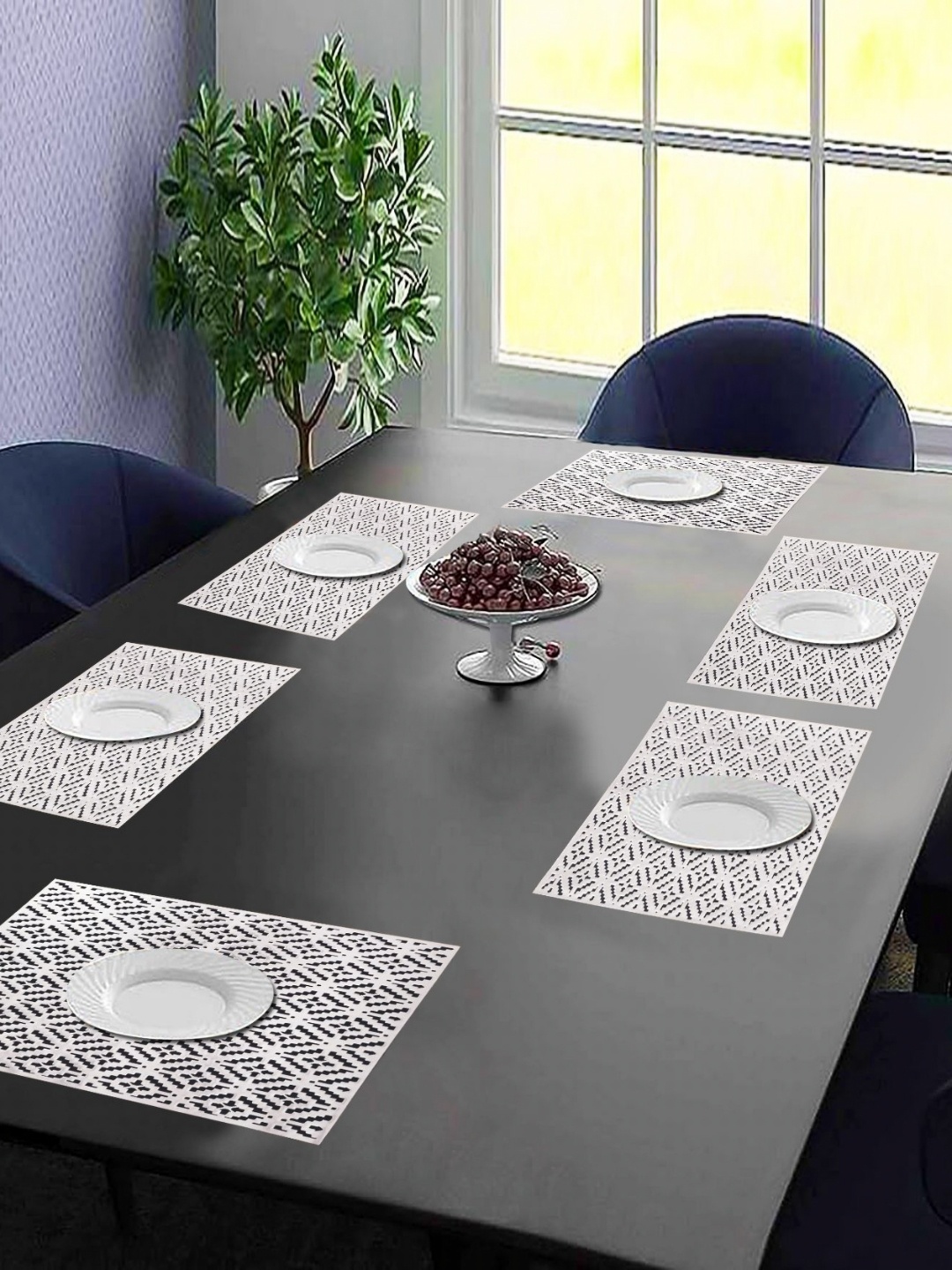 

LooMantha 6Pcs Geometric Table Placemats, Silver