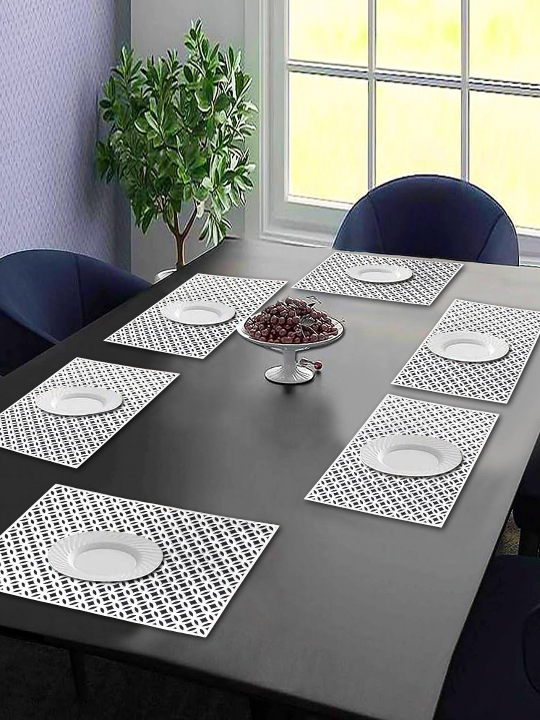 

LooMantha 6Pcs Geometric Table Placemats, Silver