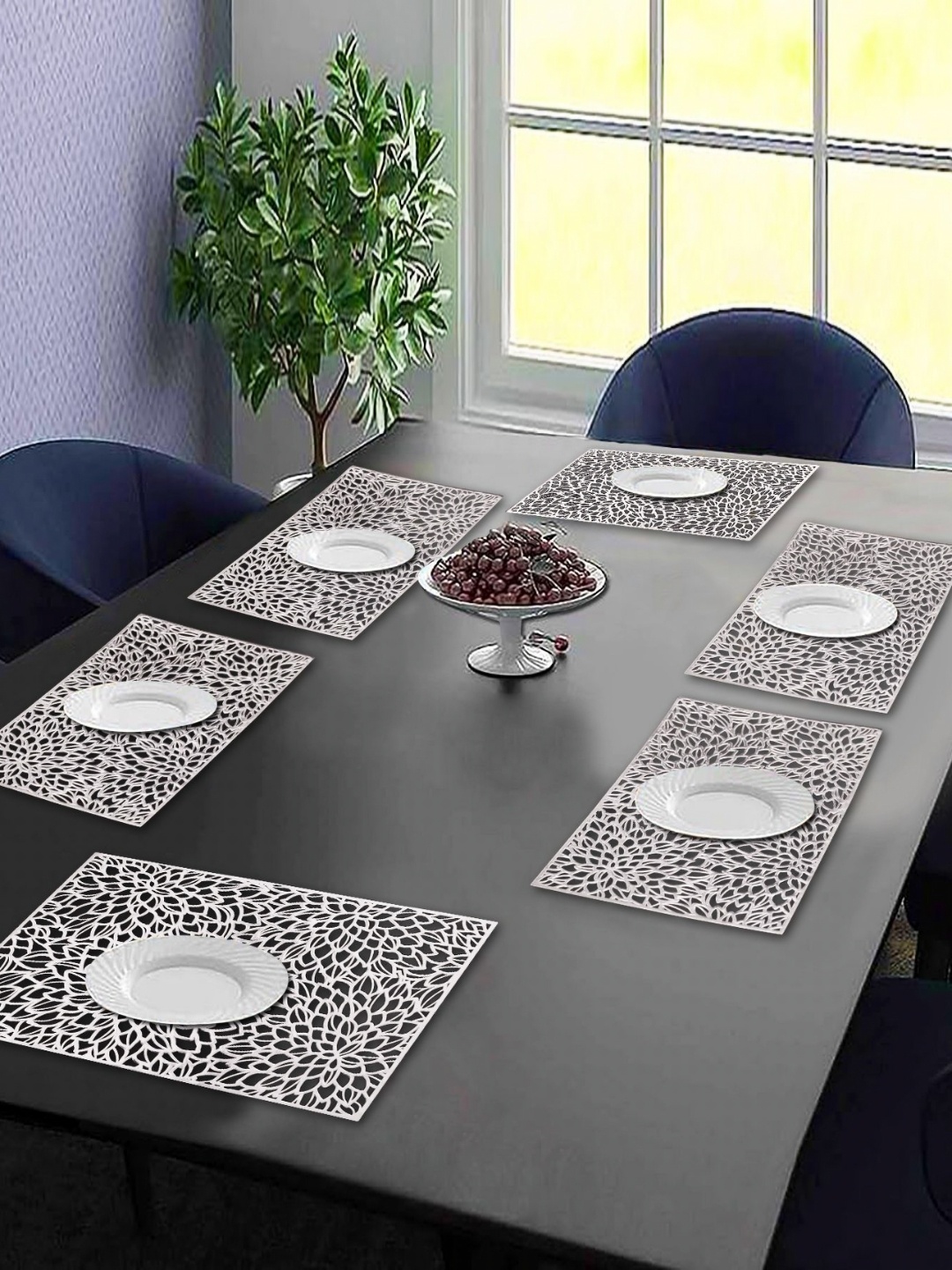 

LooMantha 6Pcs Geometric Table Placemats, Silver