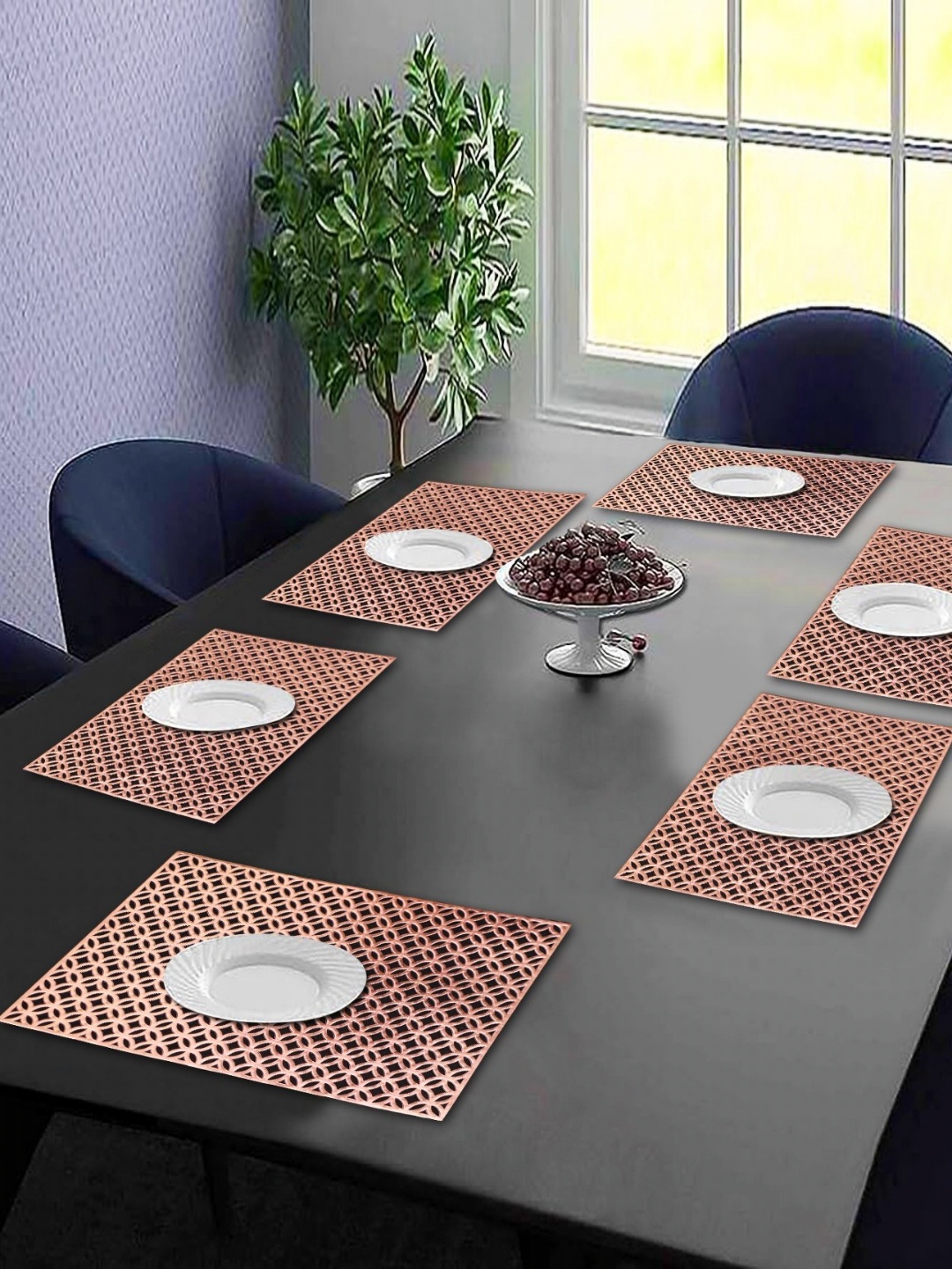 

LooMantha 6Pcs Geometric Table Placemats, Copper