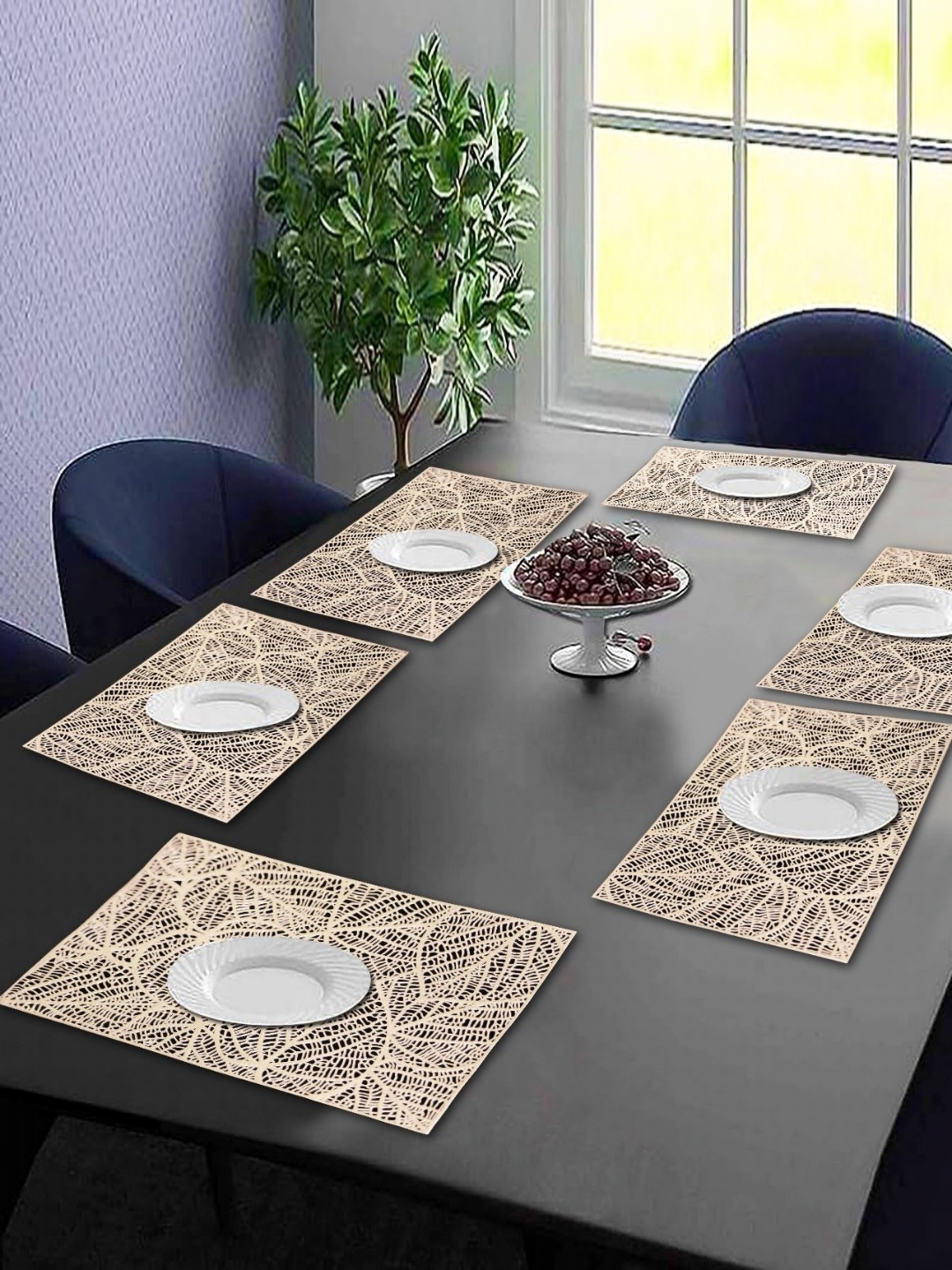 

LooMantha 6Pcs Geometric Table Placemats, Gold