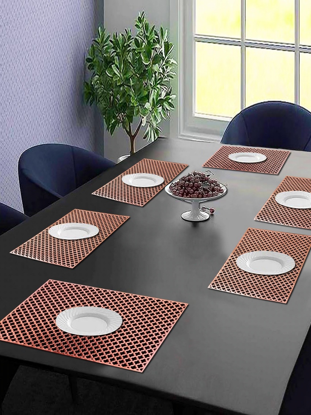 

LooMantha 6Pcs Geometric Table Placemats, Copper