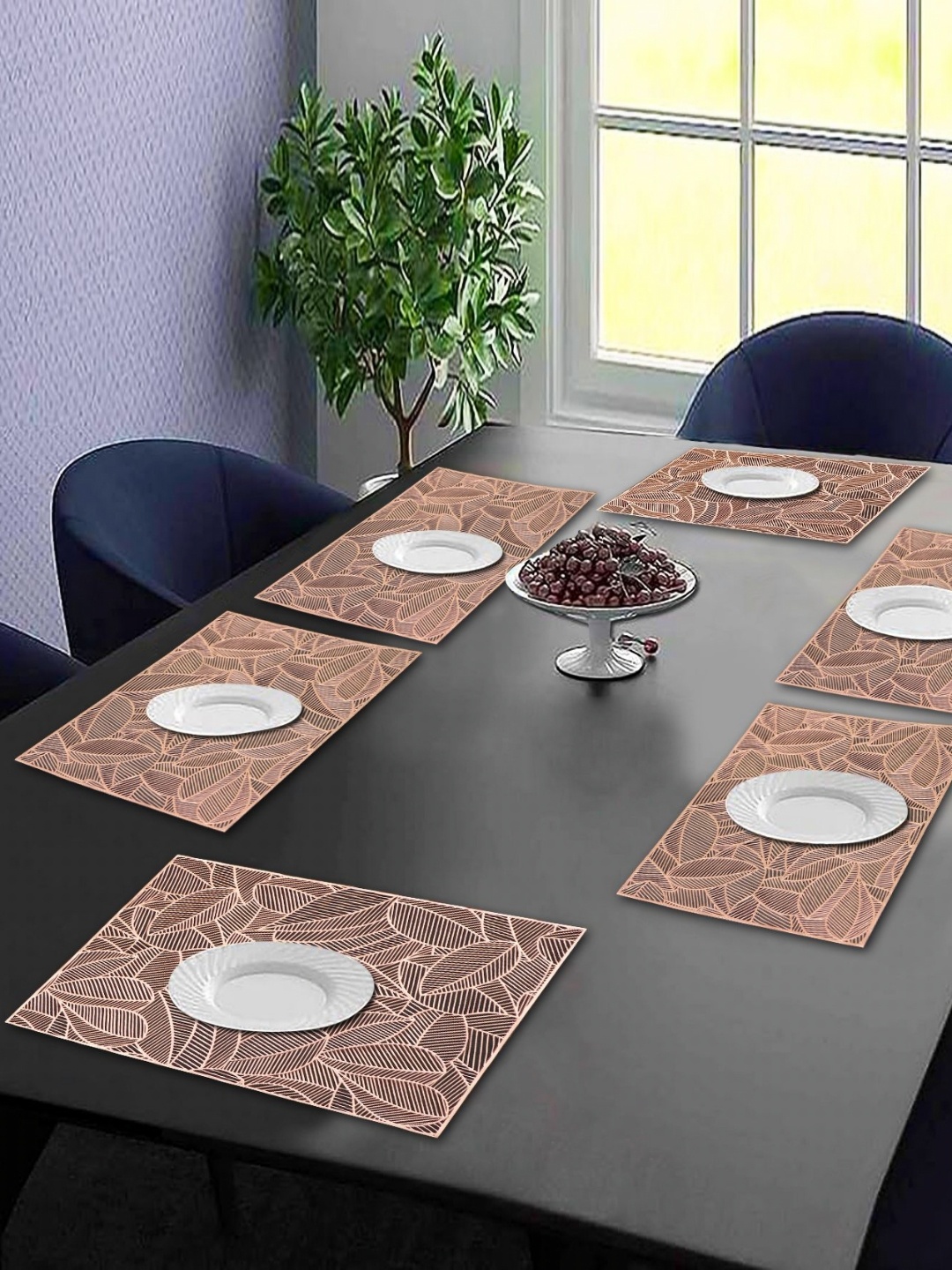 

LooMantha 6Pcs Geometric Table Placemats, Copper