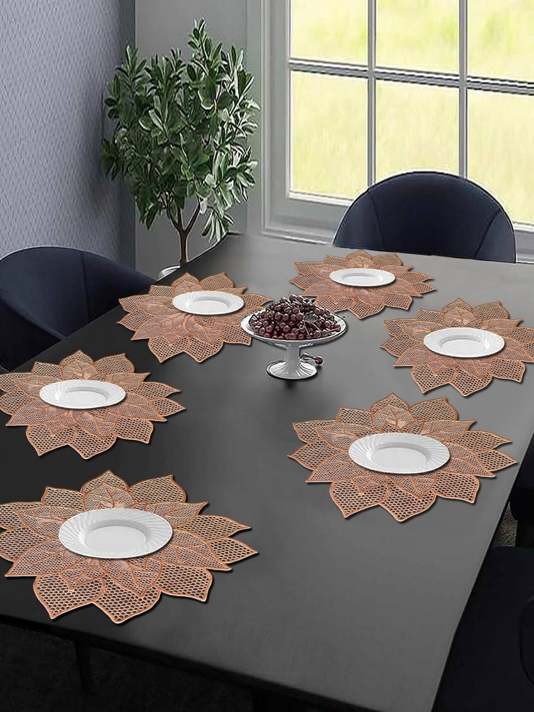 

LooMantha 6Pcs Geometric Table Placemats, Copper