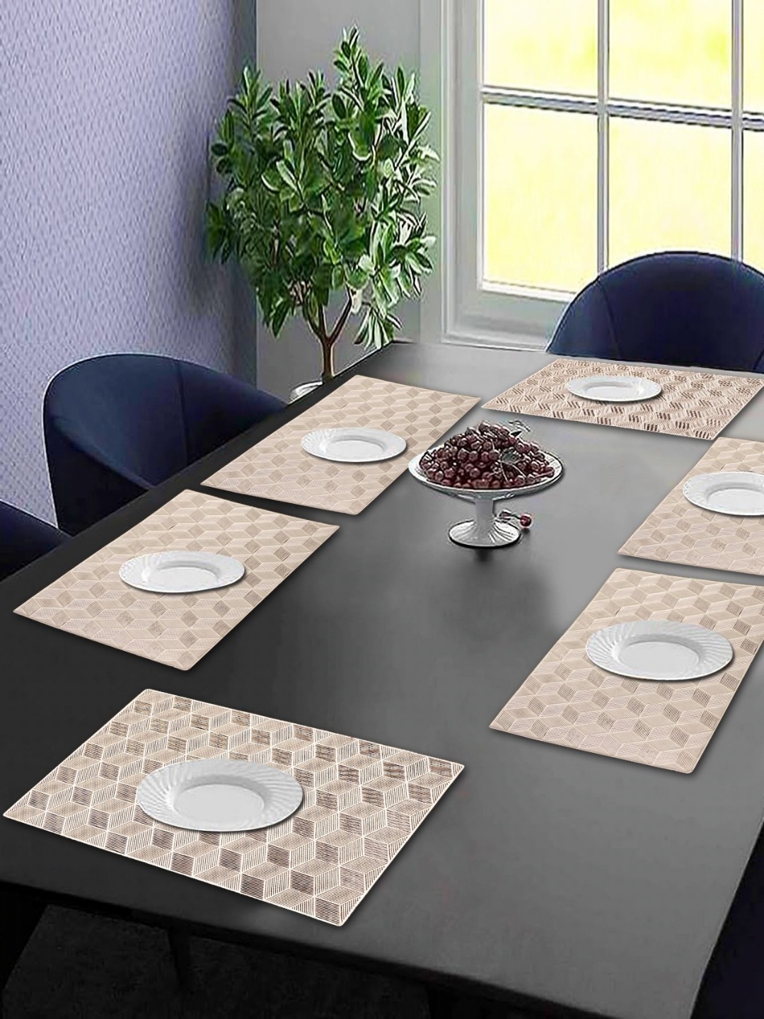 

LooMantha 6Pcs Geometric Table Placemats, Gold