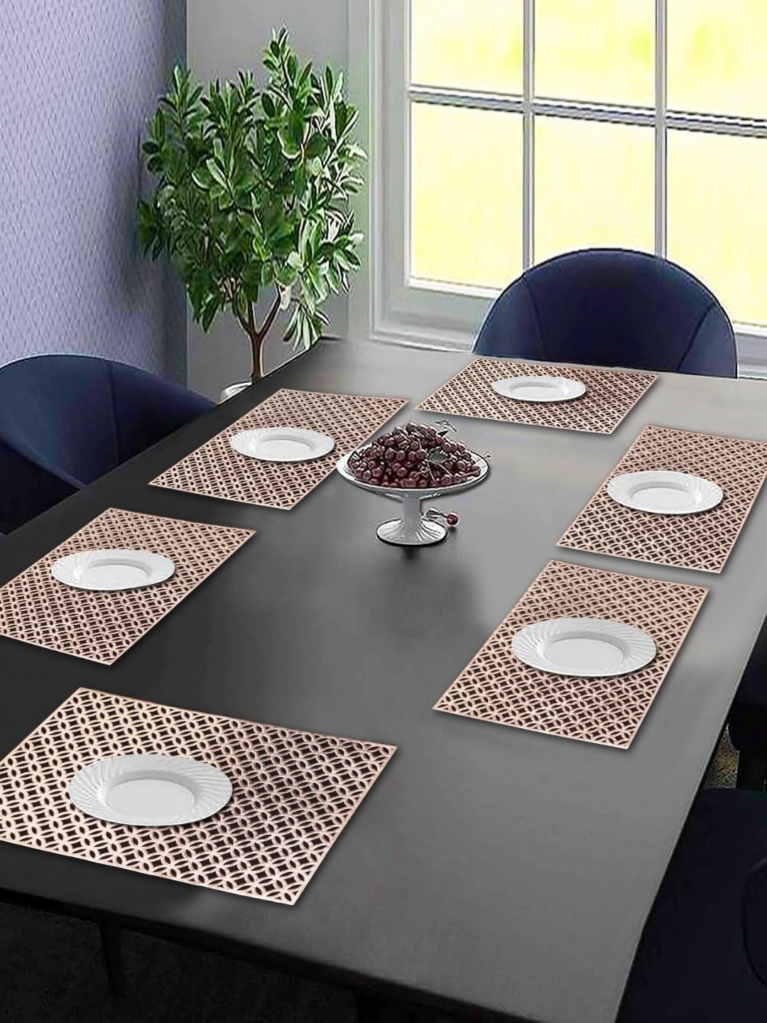 

LooMantha 6Pcs Geometric Table Placemats, Gold