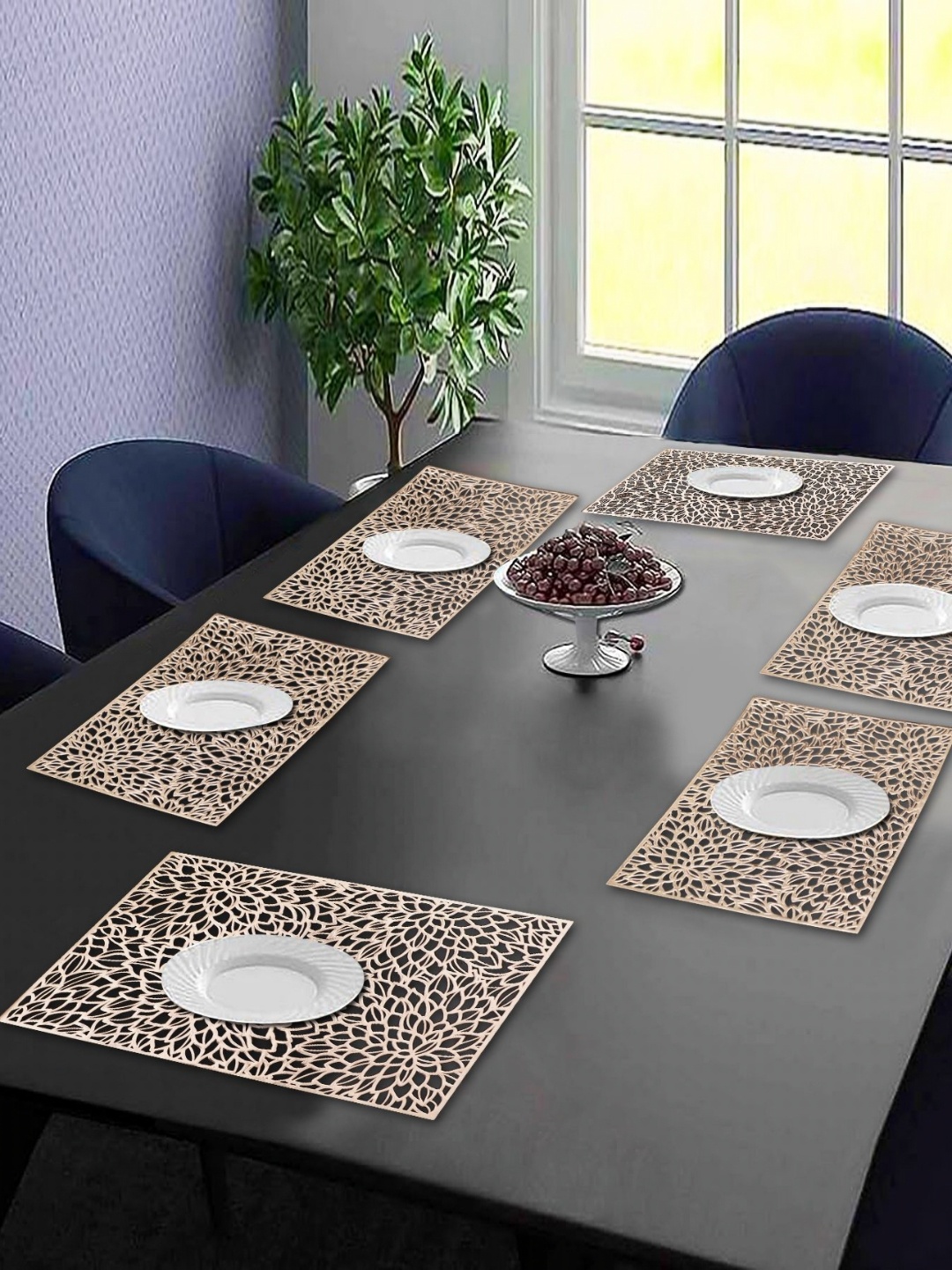 

LooMantha 6Pcs Geometric Table Placemats, Gold