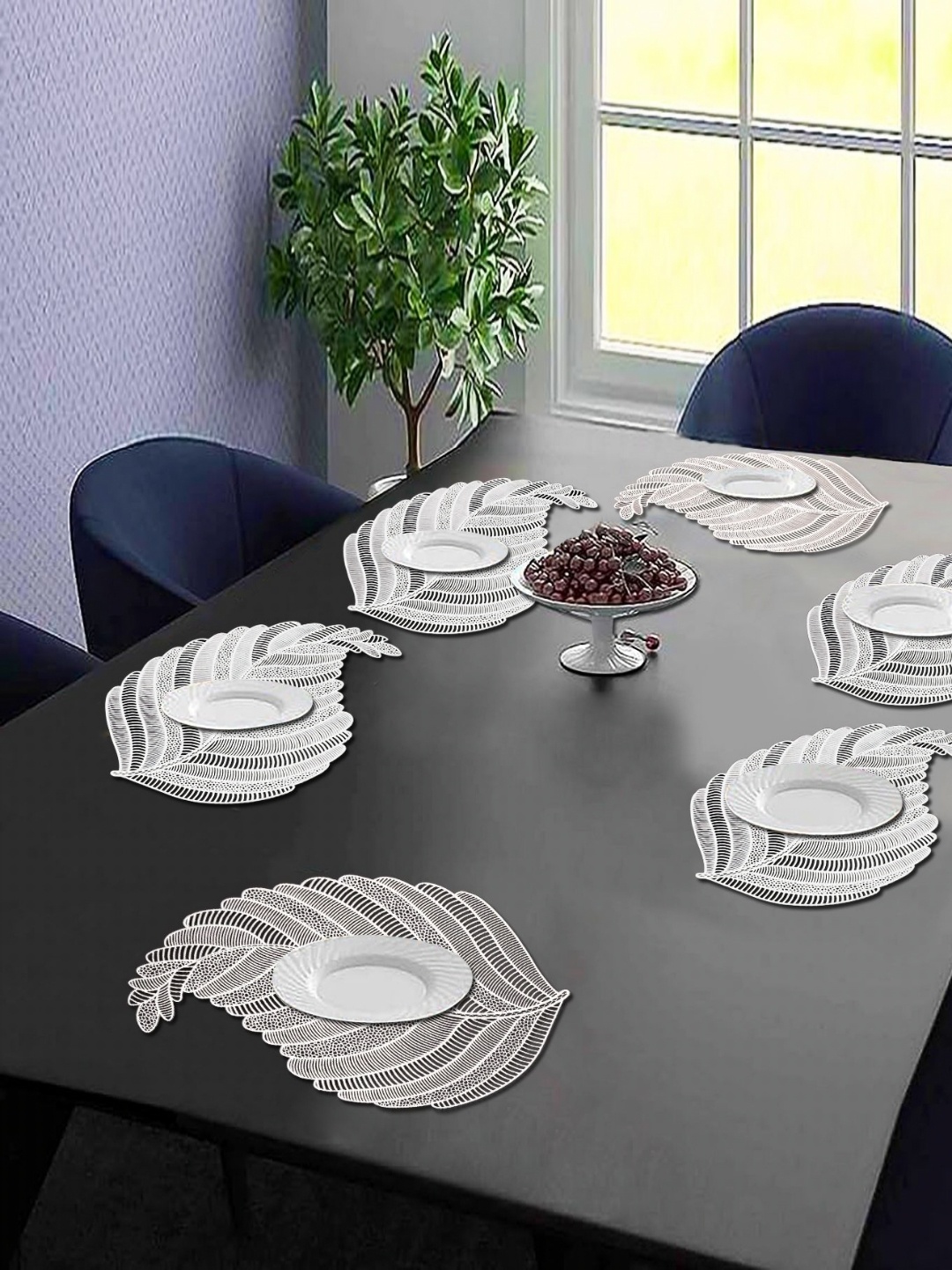 

LooMantha 6Pcs Geometric Table Placemats, Silver