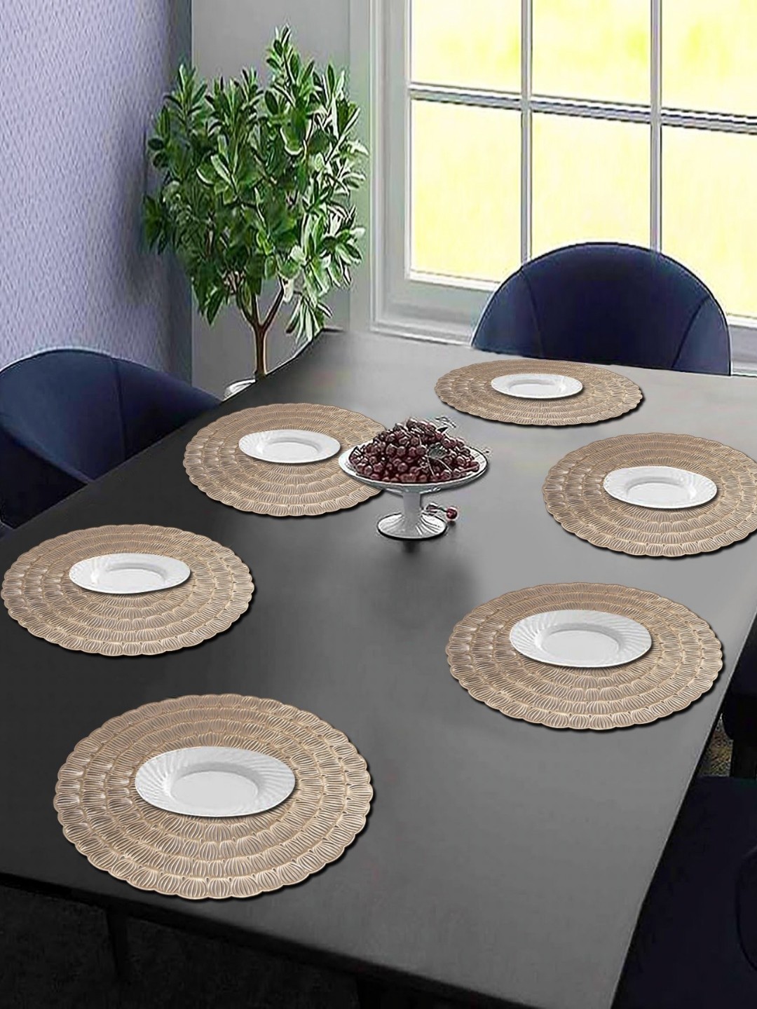 

LooMantha 6Pcs Geometric Table Placemats, Gold