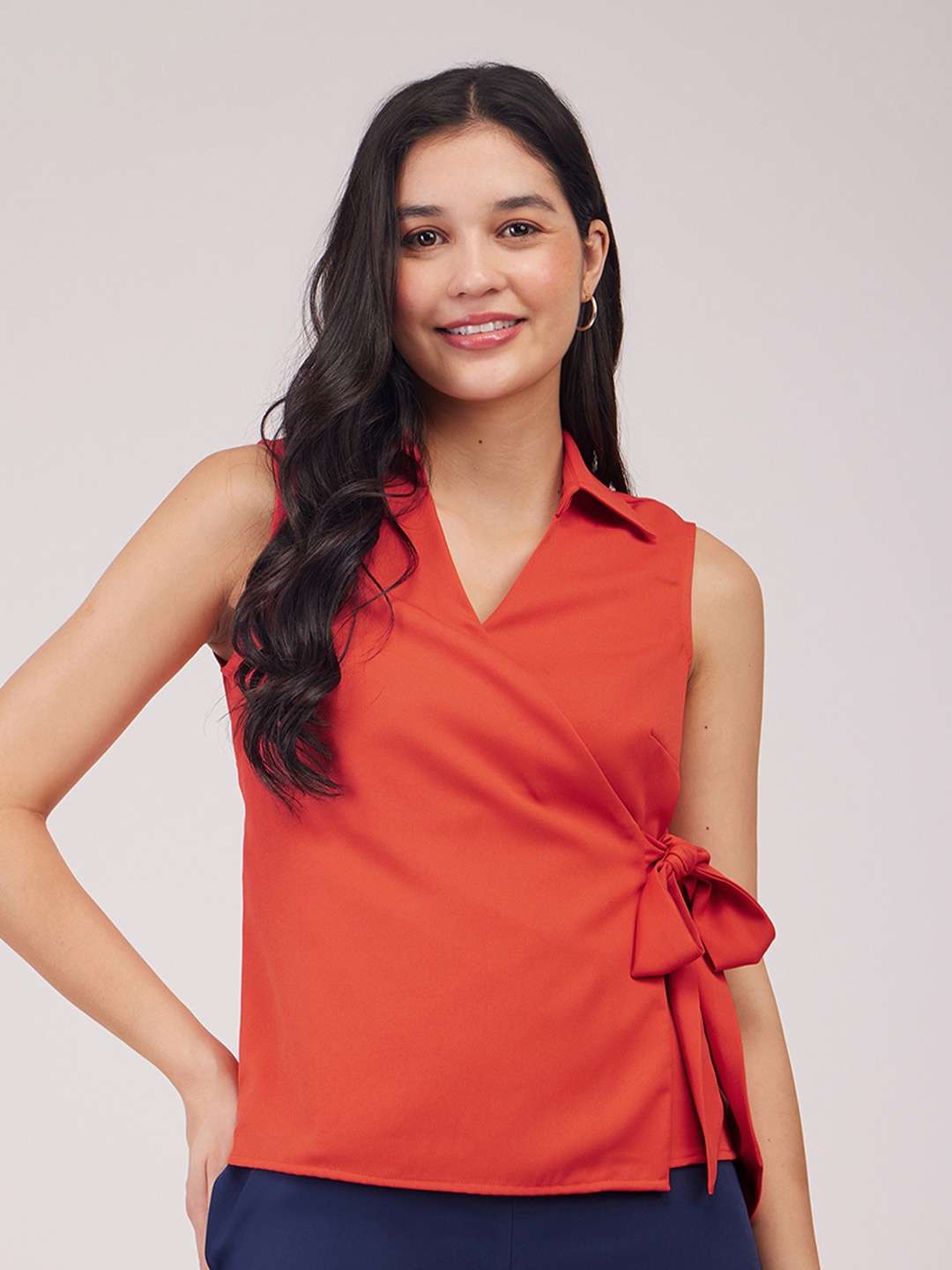 

FableStreet Wrap Top, Orange