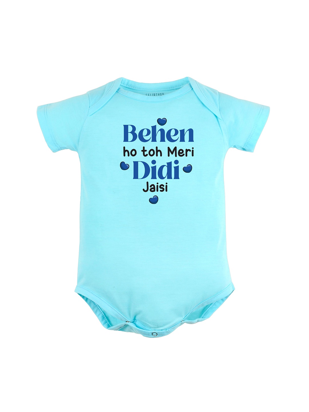 

FFLIRTYGO Infants Printed Pure Cotton Bodysuit, Turquoise blue