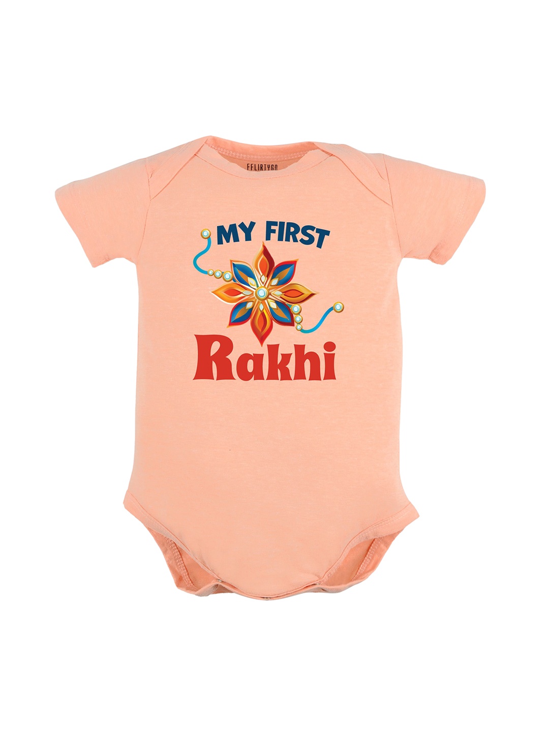 

FFLIRTYGO Infants Printed Pure Cotton Bodysuit, Peach