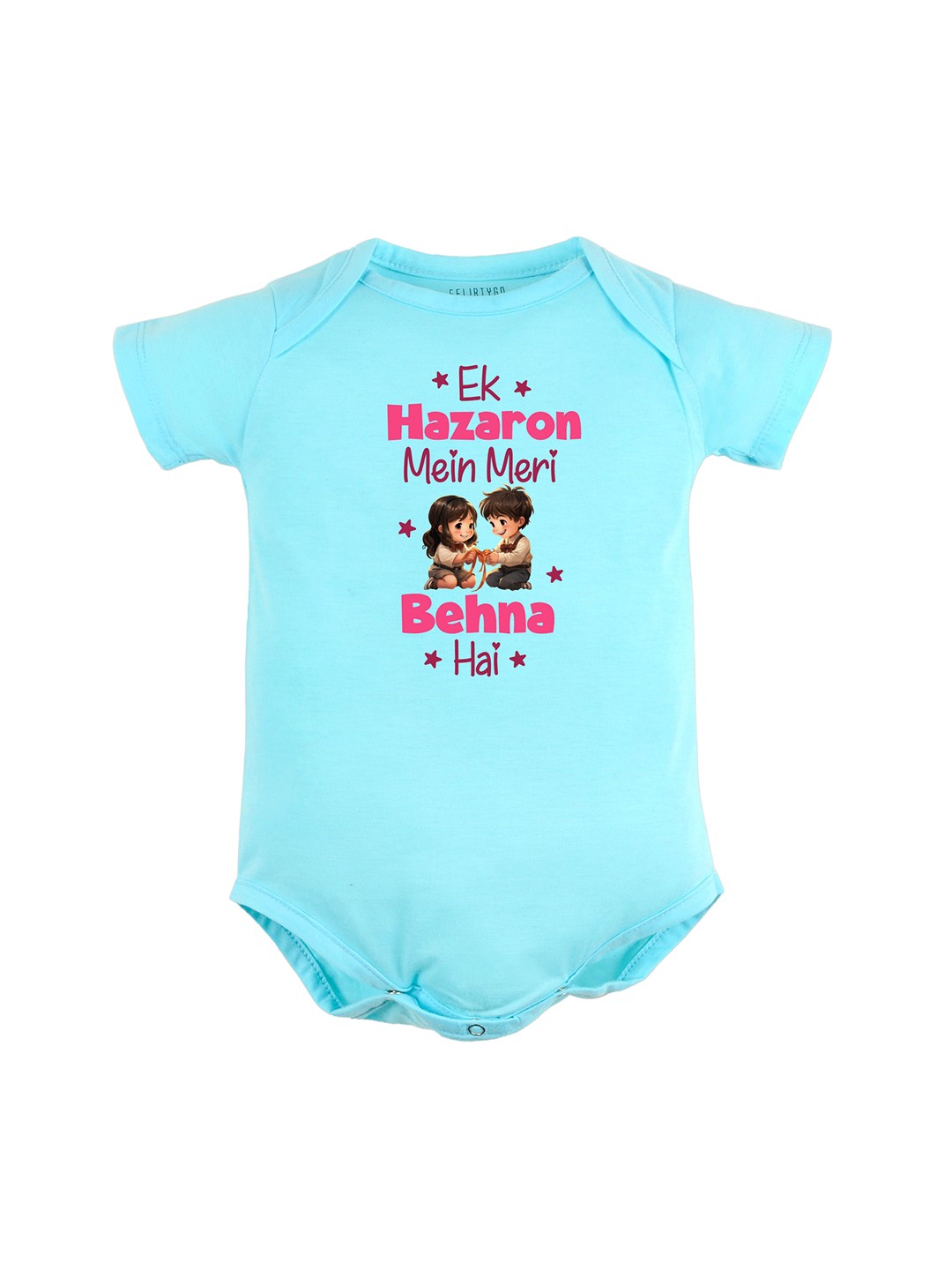 

FFLIRTYGO Infants Printed Pure Cotton Bodysuit, Turquoise blue