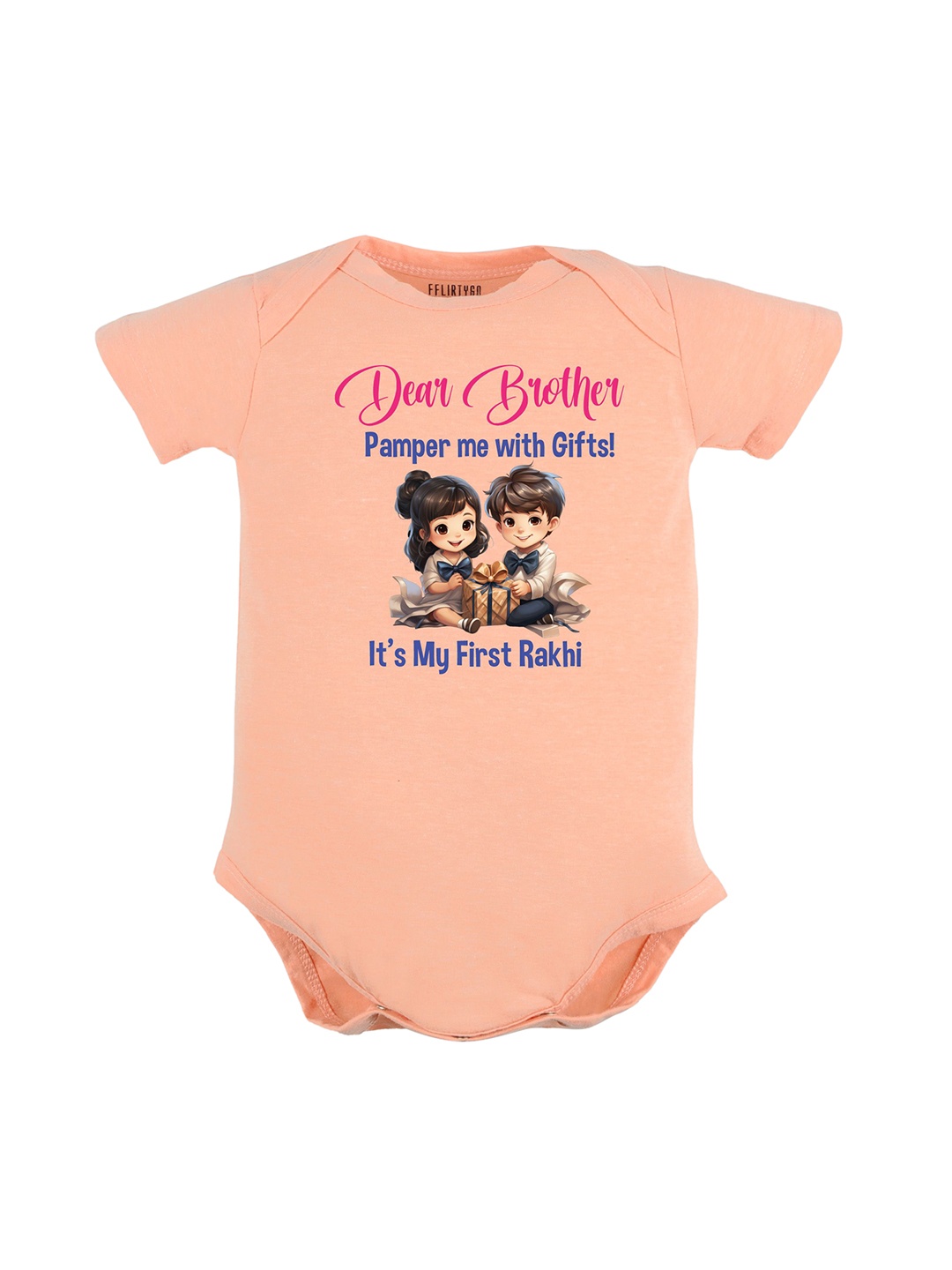 

FFLIRTYGO Infants Printed Pure Cotton Bodysuit, Peach