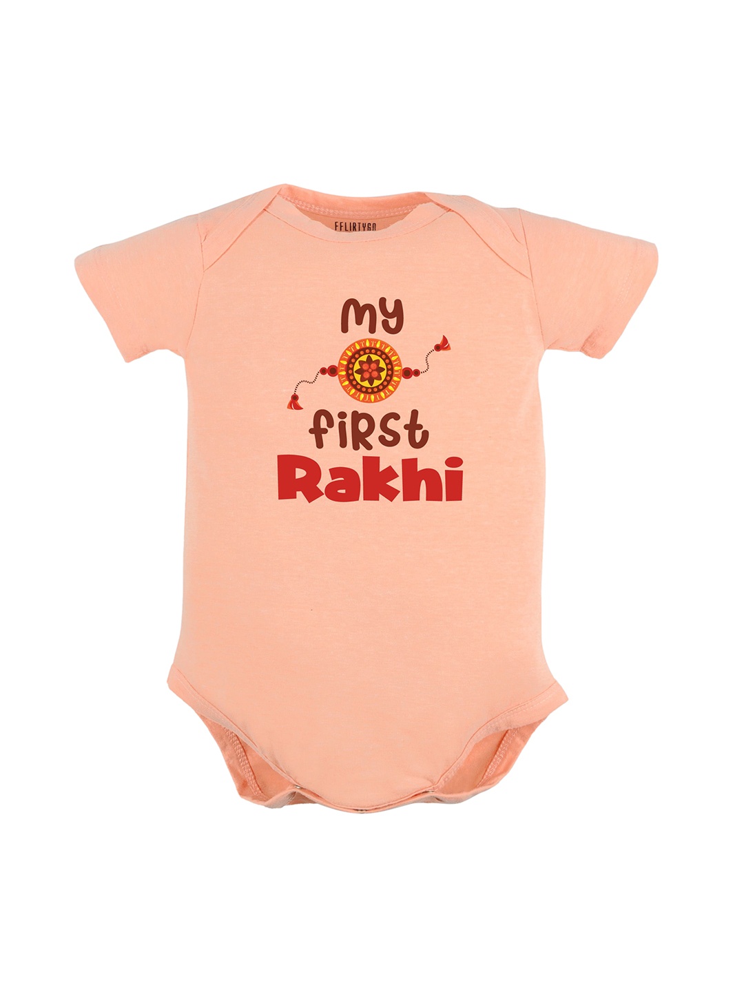 

FFLIRTYGO Infants Printed Pure Cotton Bodysuit, Peach