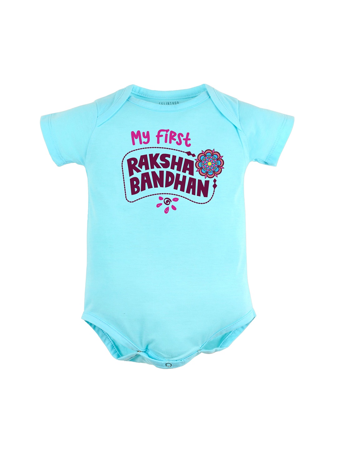 

FFLIRTYGO Infants Printed Cotton Bodysuit, Turquoise blue