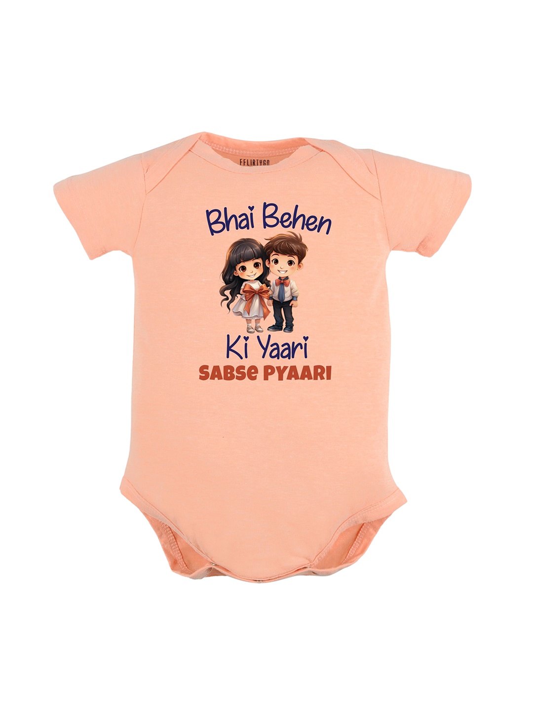 

FFLIRTYGO Infants Printed Pure Cotton Bodysuit, Peach