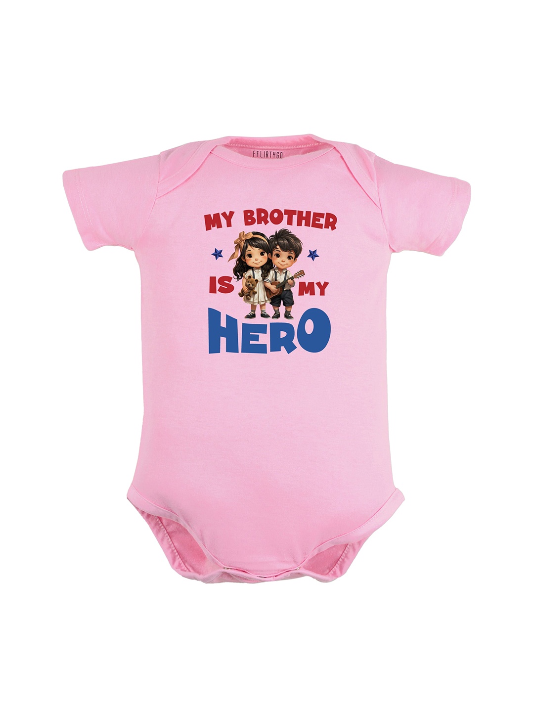 

FFLIRTYGO Infants Printed Pure Cotton Bodysuit, Pink