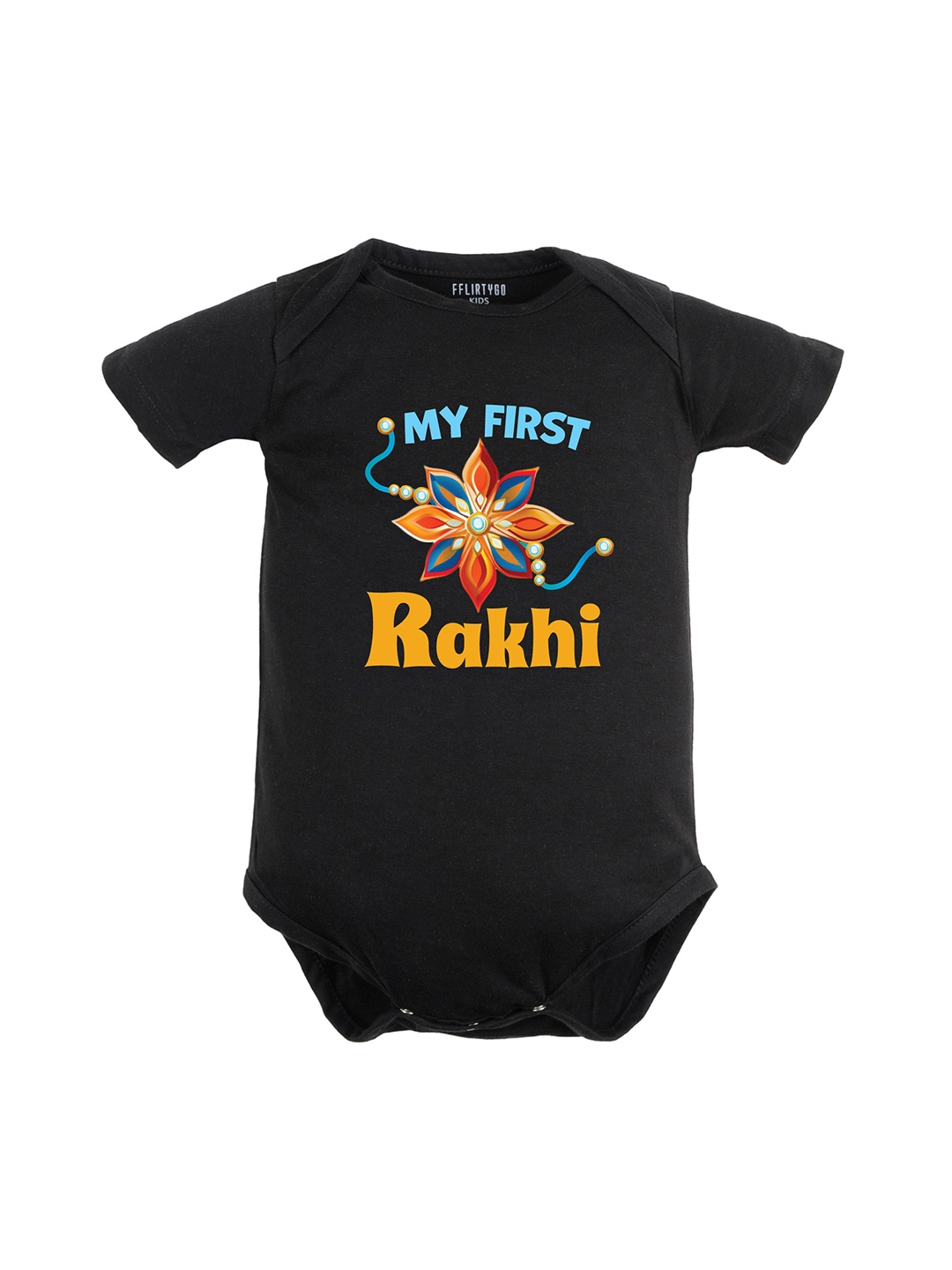 

FFLIRTYGO Infant Printed Pure Cotton Bodysuit, Black