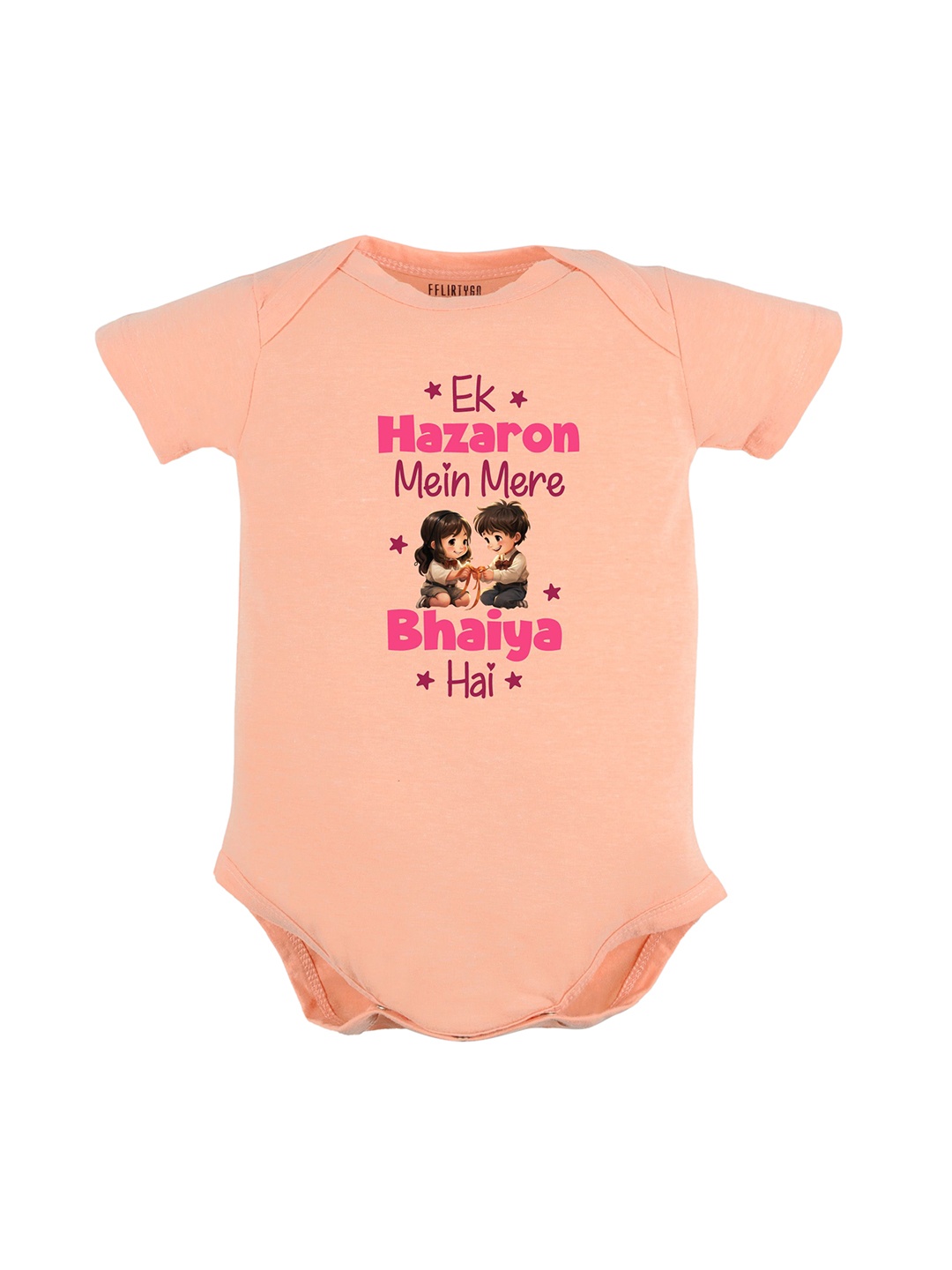 

FFLIRTYGO Infants Printed Pure Cotton Bodysuit, Peach