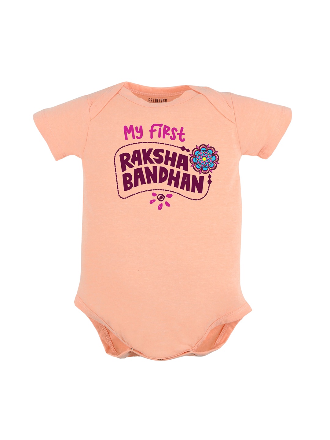 

FFLIRTYGO Infants Printed Pure Cotton Bodysuit, Peach