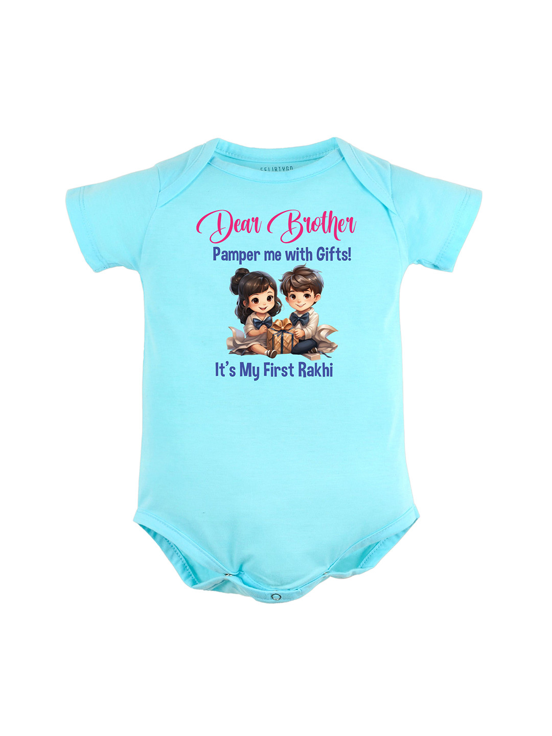 

FFLIRTYGO Infants Printed Pure Cotton Bodysuit, Turquoise blue