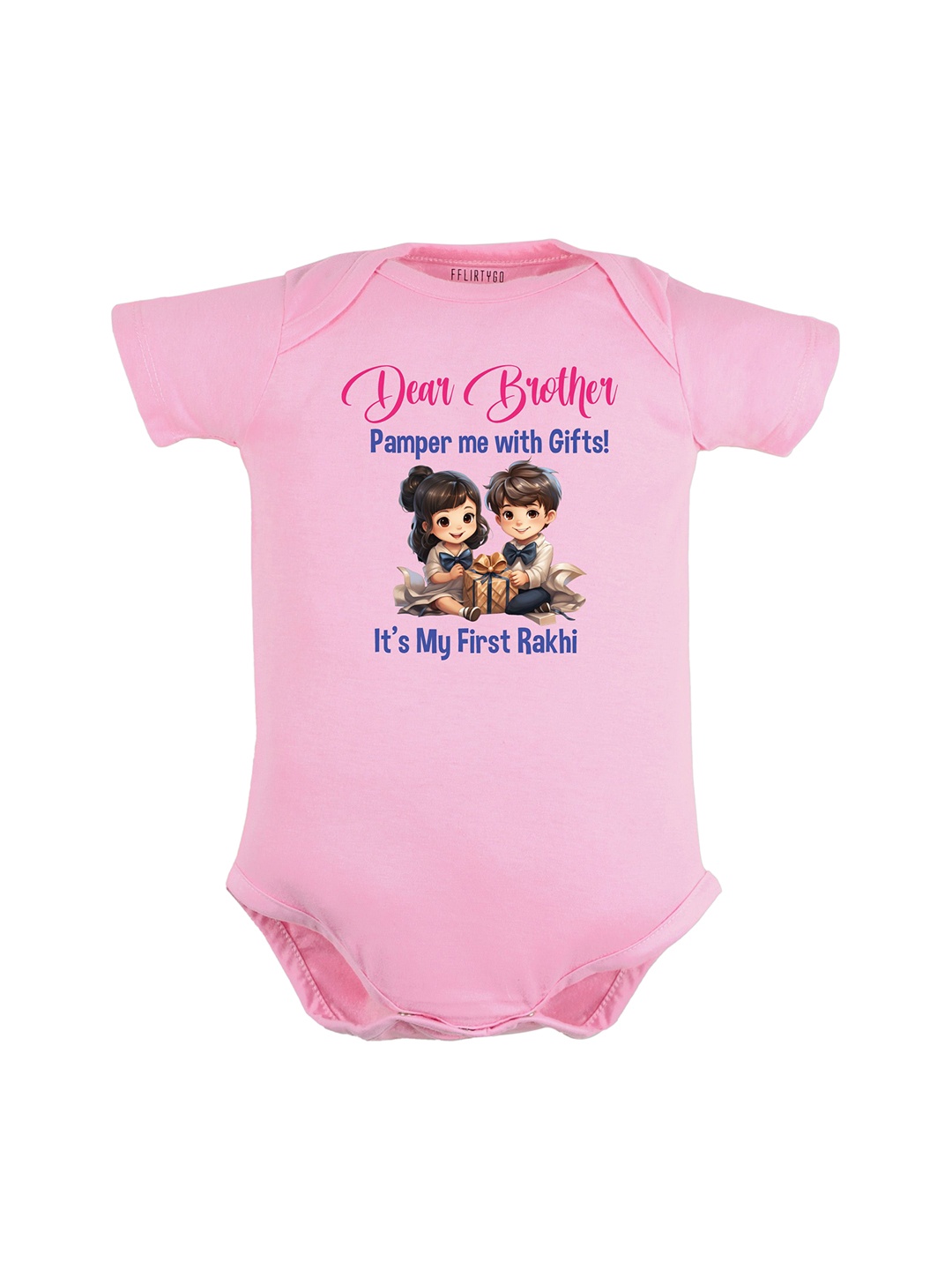 

FFLIRTYGO Infants Printed Pure Cotton Bodysuit, Pink