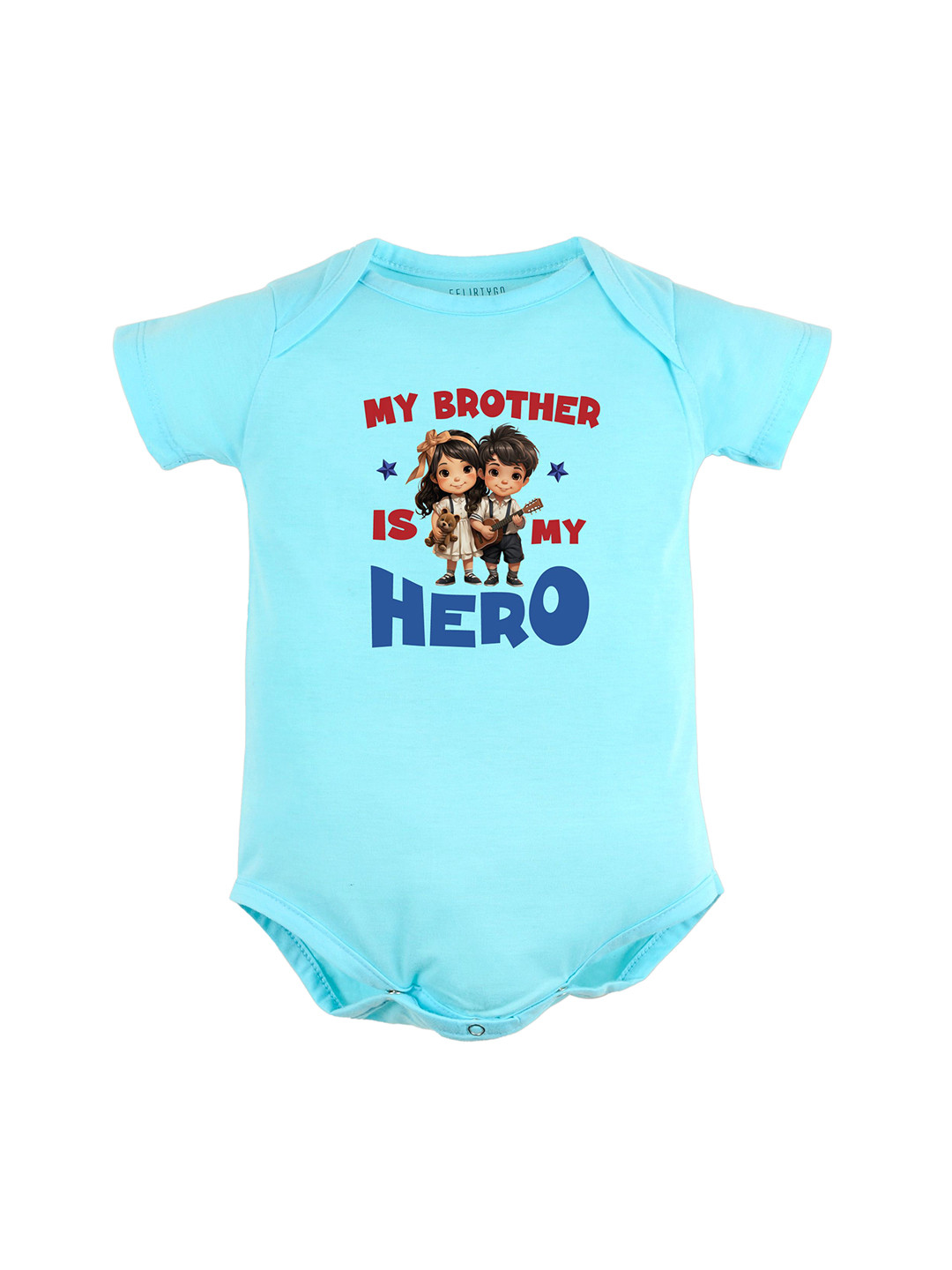 

FFLIRTYGO Infants Printed Pure Cotton Bodysuit, Turquoise blue