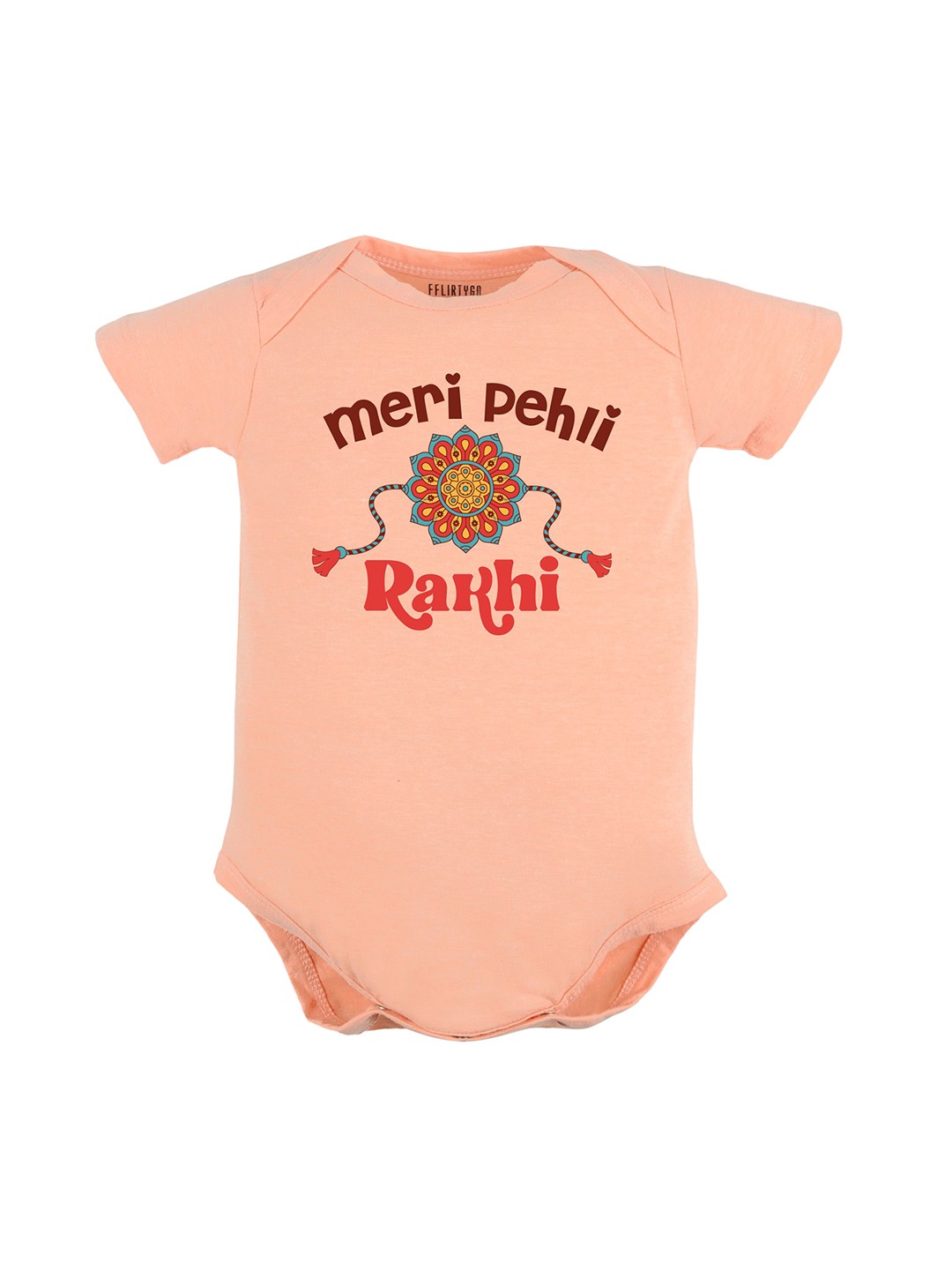 

FFLIRTYGO Infant Printed Pure Cotton Bodysuit, Peach