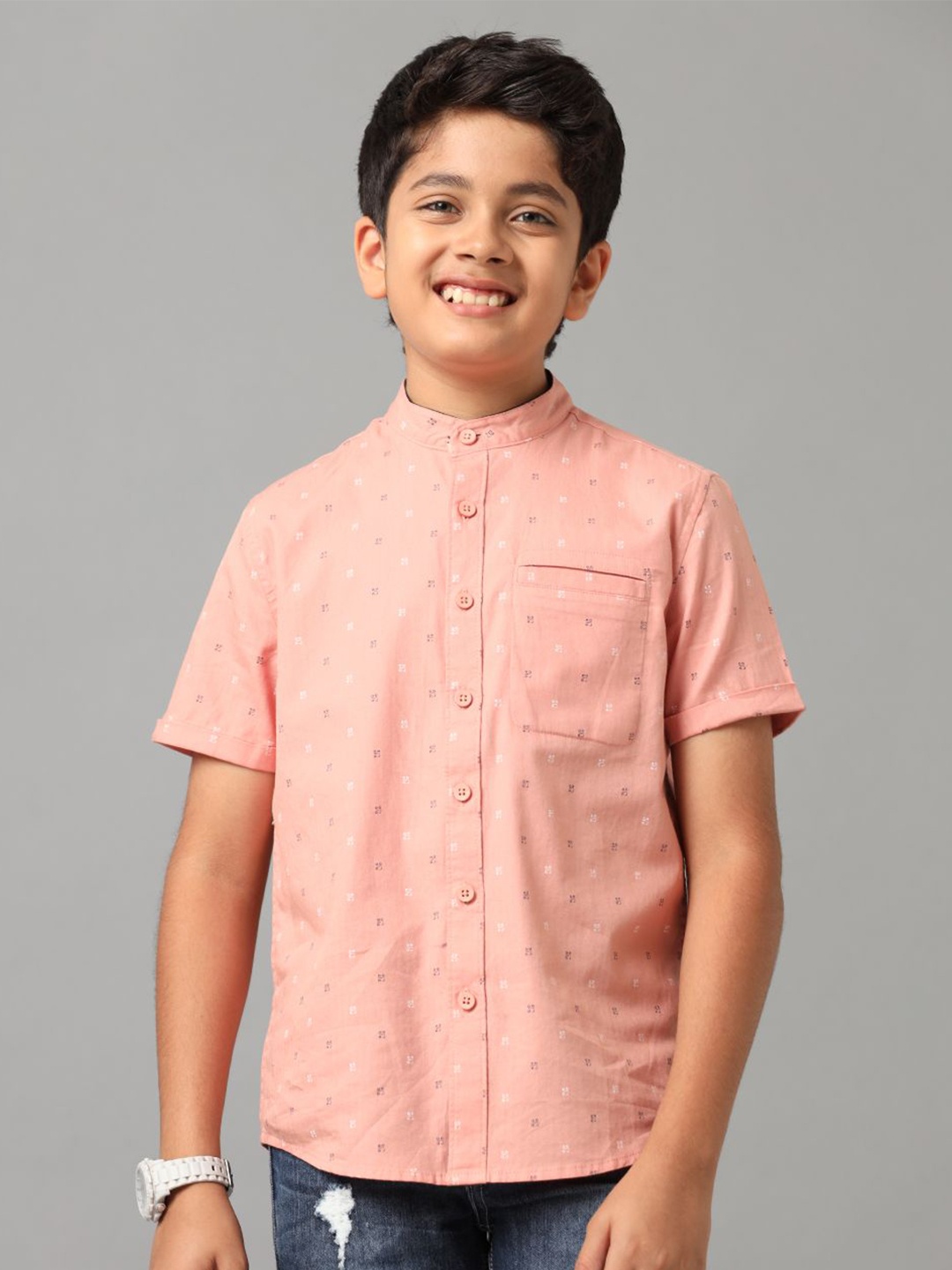 

UNDER FOURTEEN ONLY Boys Opaque Casual Shirt, Pink