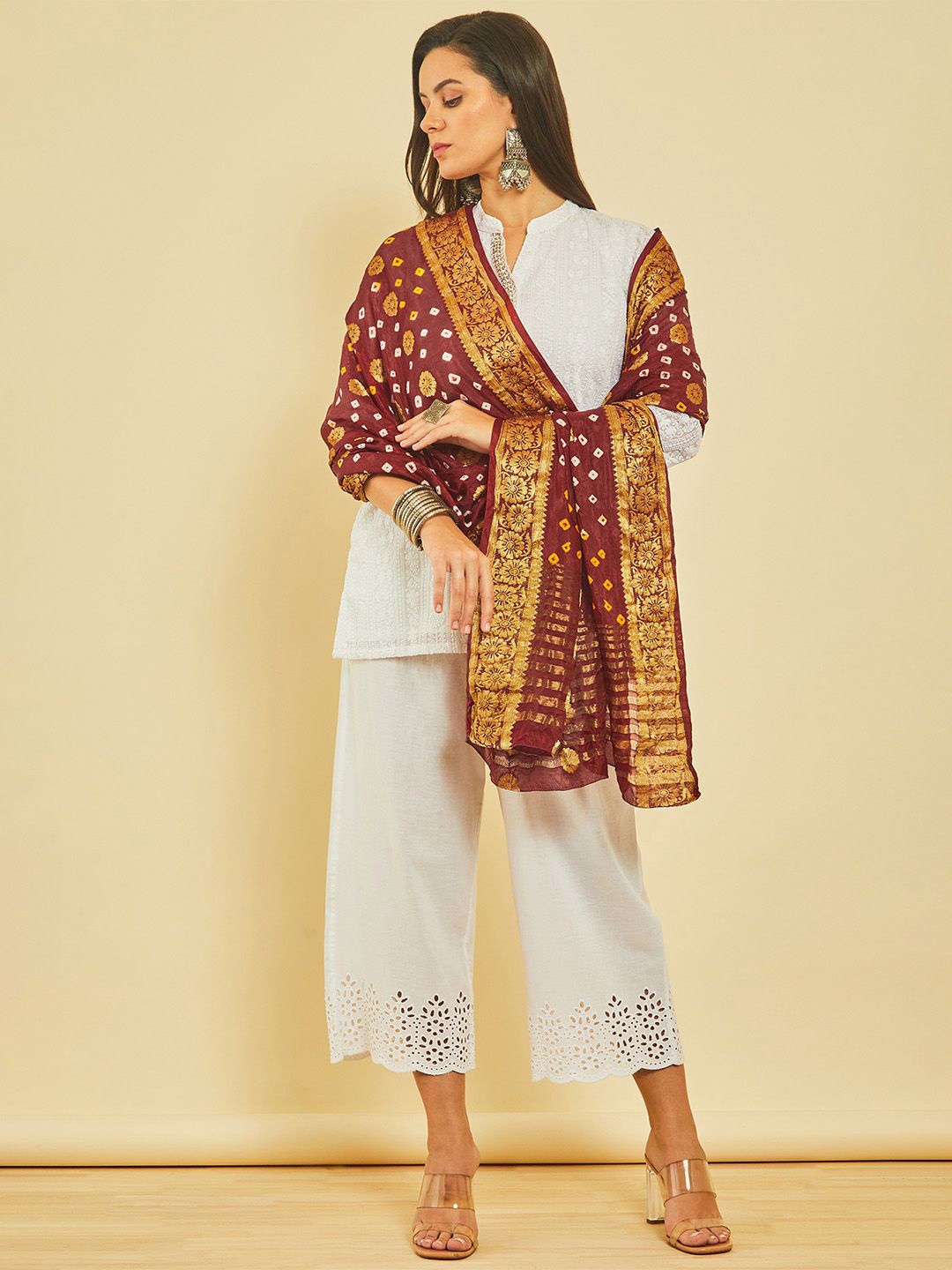 

Soch Printed Bandhani Dupatta, Maroon