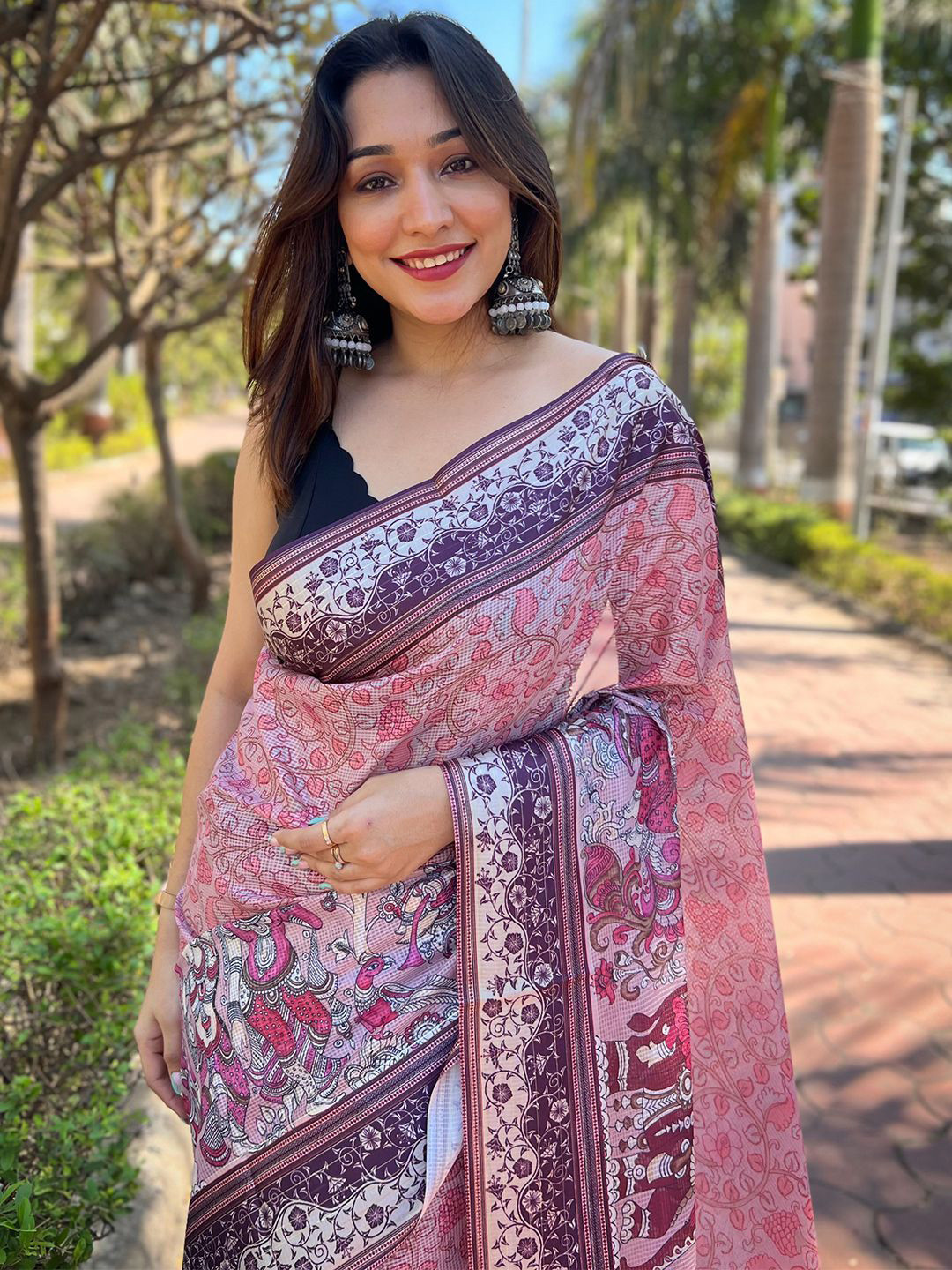 

PATLIPALLU Ethnic Motifs Art Silk Saree, Pink