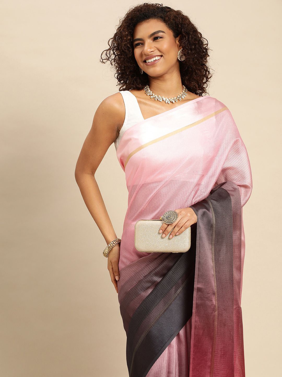 

VASTRANAND Tie and Dye Art Silk Saree, Pink