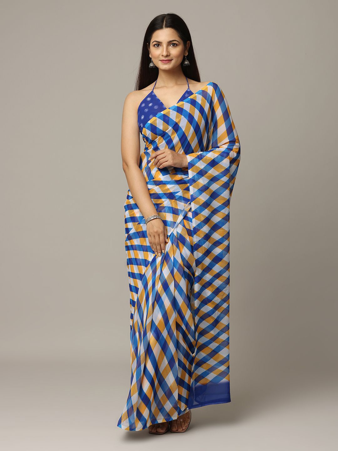 

VASTRANAND Leheriya Poly Georgette Leheriya Saree, Blue