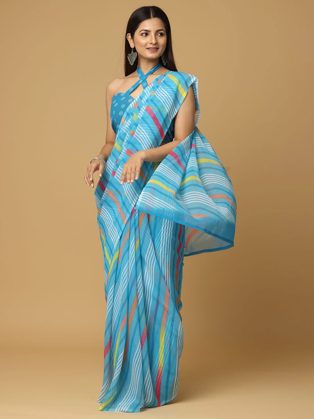 

VASTRANAND Leheriya Poly Georgette Leheriya Saree, Blue