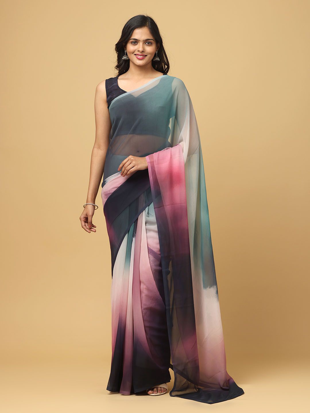 

VASTRANAND Ombre Poly Georgette Saree, Burgundy