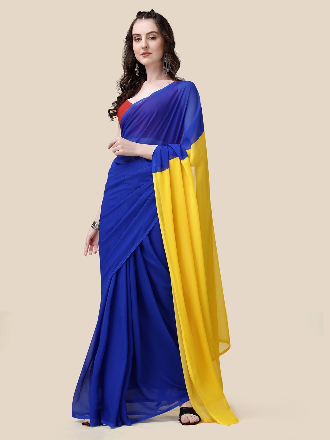 

VASTRANAND Poly Georgette Saree, Blue