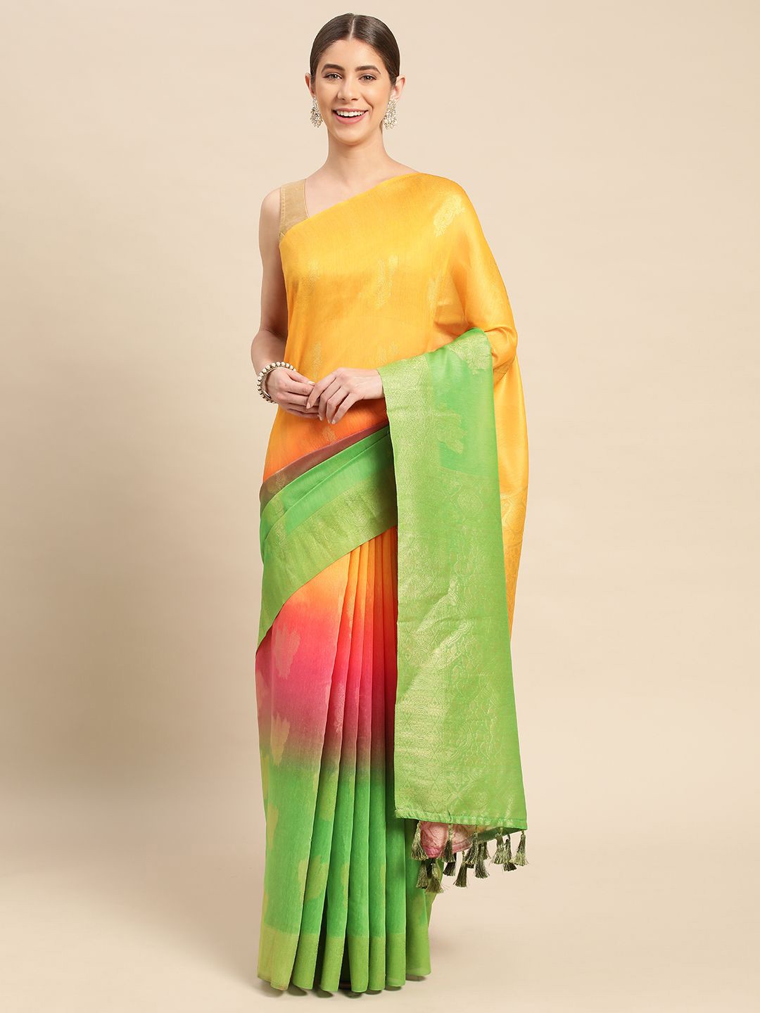 

VASTRANAND Woven Design Zari Holi Banarasi Saree, Pink