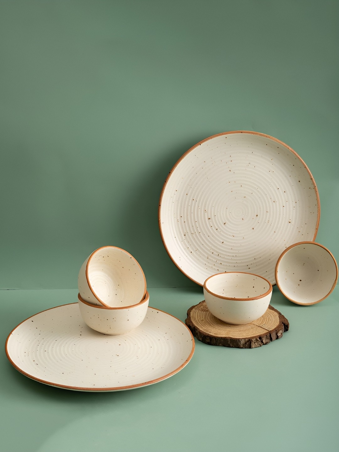 

URBAN SPACE Set Of 6 Beige Ceramic Dinner Set
