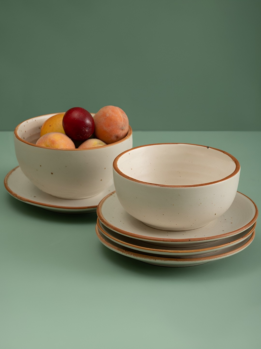 

URBAN SPACE 6 Pieces Beige And Brown Crafted Ceramic Dinner Set