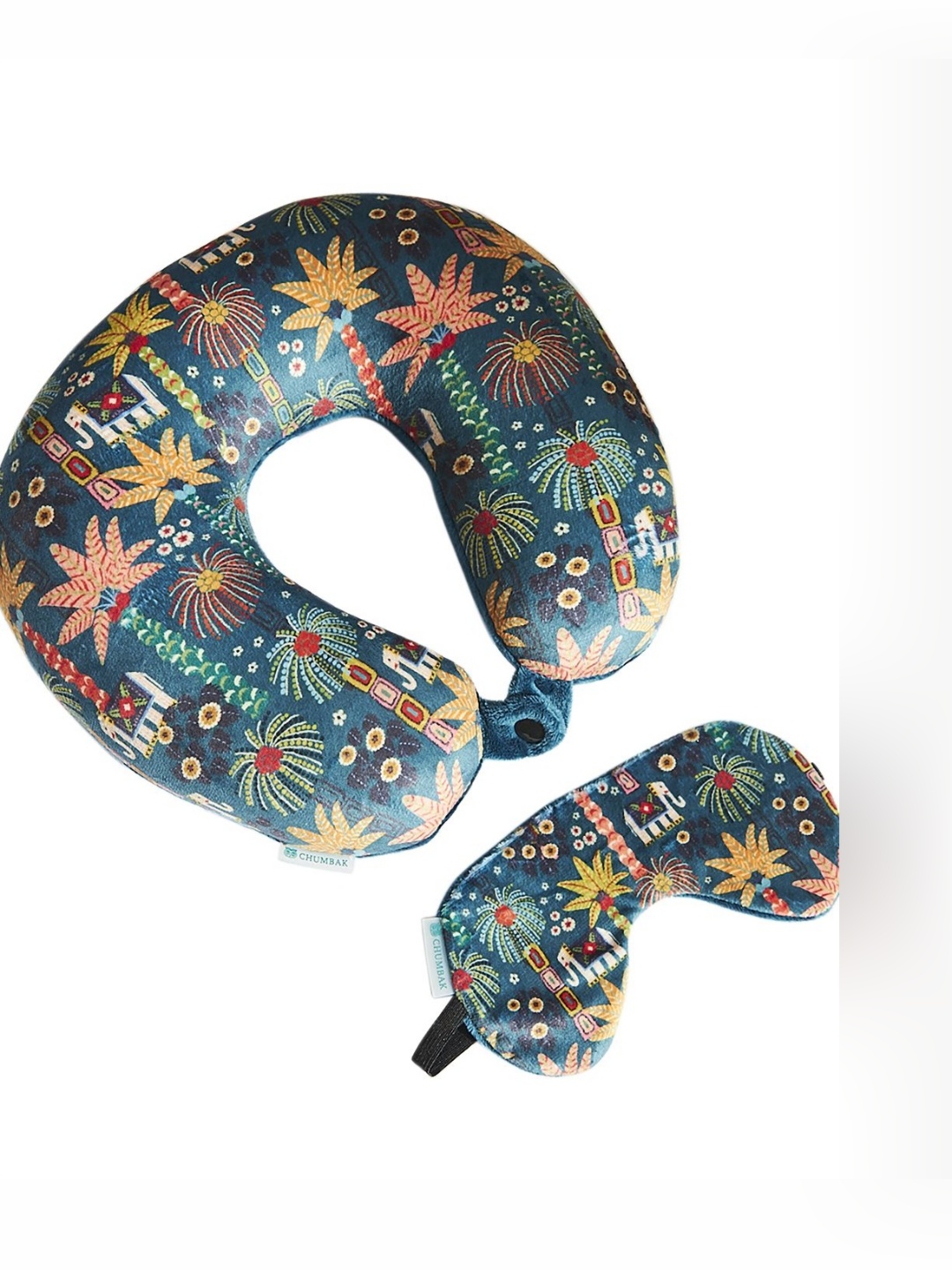 

Chumbak Blue Fibre Filled Polyester Travel Pillow