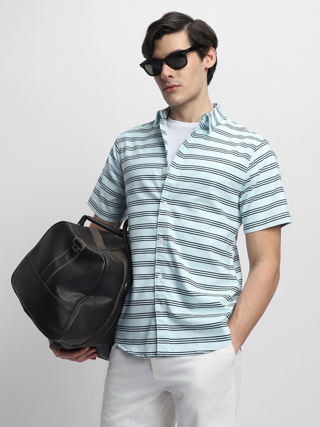 

Dennis Lingo Men Horizontal Stripes Opaque Striped Casual Shirt, Blue