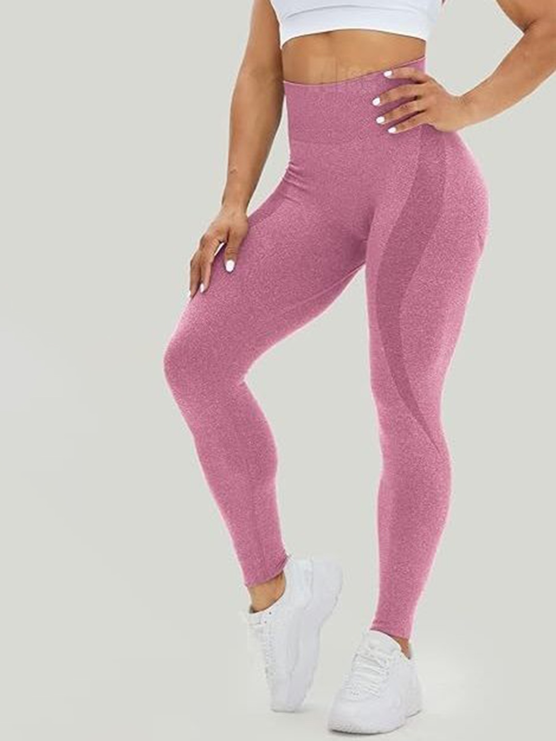 

Alexvyan Women Slim-Fit Ankle-Length Gym Tights, Pink