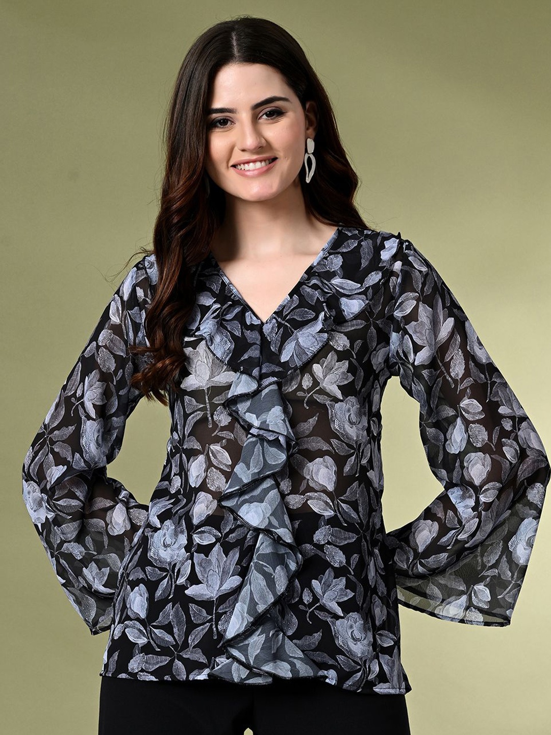 

Sangria Printed & Embellished Tops, Black