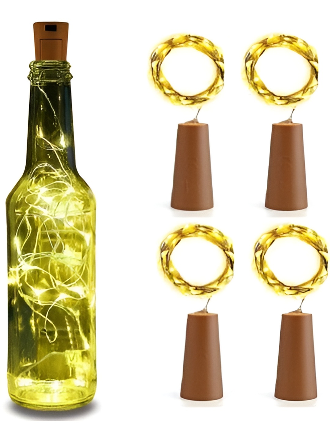 

ENORMITY 4-Pcs Yellow Rice Shaped Cork LED String Lights