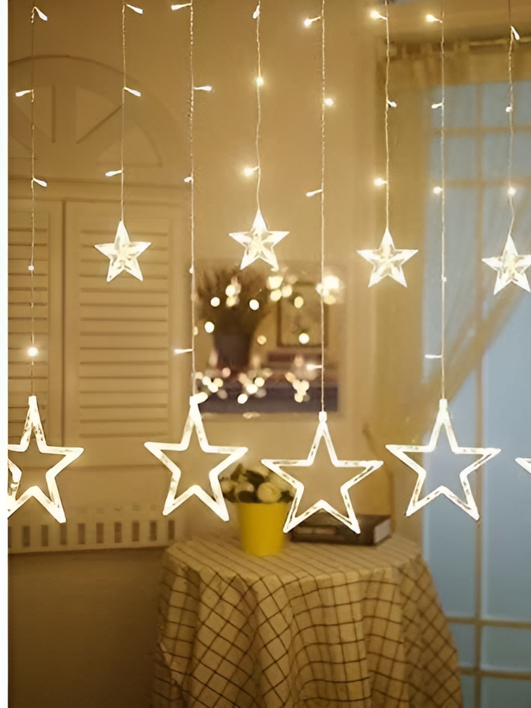 

ENORMITY Yellow Star Shaped LED String Lights With Controller, White