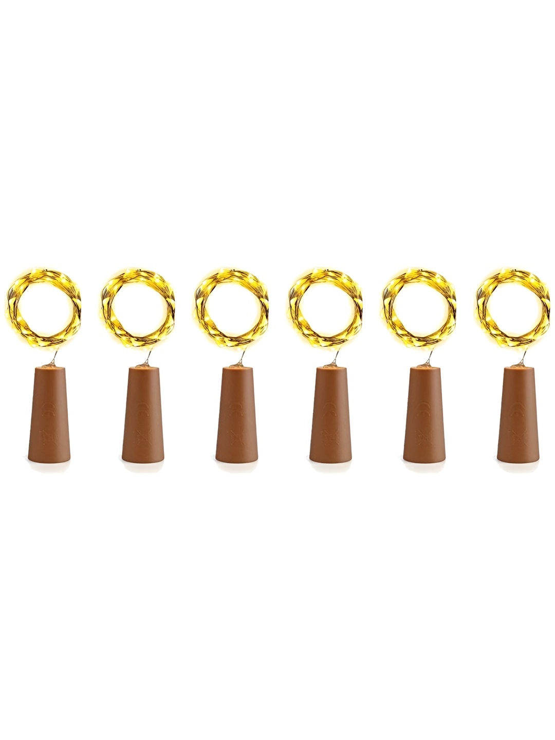 

ENORMITY 6Pcs Yellow & Brown Rice Shape Cork String Light, Gold