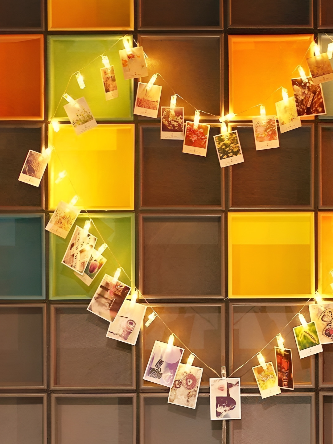 

ENORMITY Yellow & White Photo Clip Shape Bulb String Lights