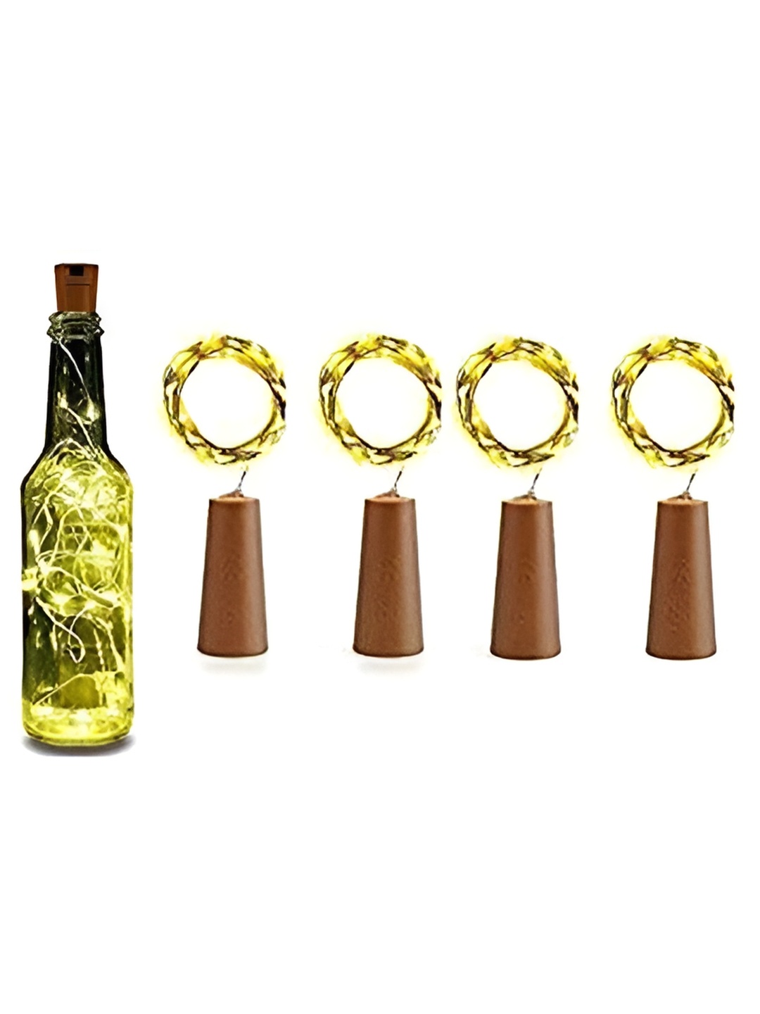 

ENORMITY 4 Pcs Yellow & Brown Rice Shape String Lights, White